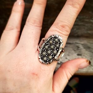 Silver and Olive Green Paparazzi Ring